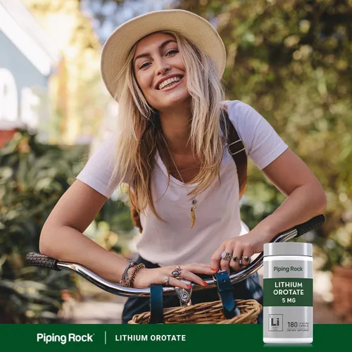 Vista 6 de Piping Rock Suplemento de orrotato de litio 5 mg 180 cápsulas Sin OMG, vegetariano, sin gluten