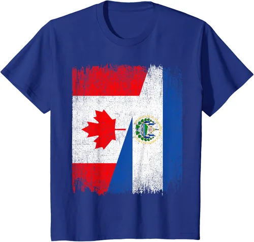 Vista 40 de Camiseta Half Canada El Salvador Flag Canadian Salvadoran Pride Roots