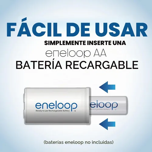 Vista 3 de Eneloop Panasonic BQ-BS2E4SA - Adaptadores de batería de tamaño C para uso con pilas AA recargables Ni-MH, paquete de 4