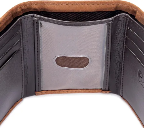 Vista 4 de Caterpillar Billetera triple de cuero para hombre con ventana de identificación