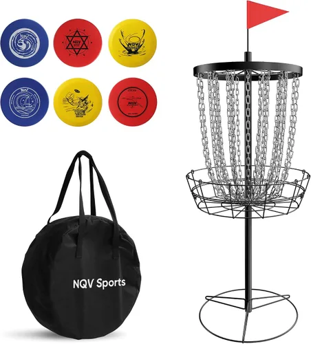 Vista 10 de NQV PRO Disc Golf Basket,Heavy Duty 24 Chain Portable Target with Transit Bag, Outdoor/Indoor