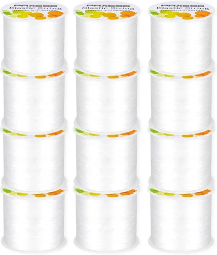 Vista 9 de PAXCOO 2 Rollos de Cuerda Elástica para Pulseras, Cuerda Elástica Mágica para Pulseras, Collares, Cuentas de Arcilla, Cuentas Pony (Blanco)