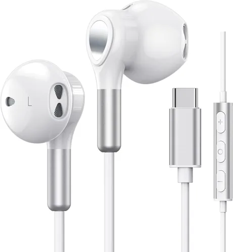 Vista 11 de Auriculares USB C para Samsung Galaxy S24 S23 Ultra S22 S21 FE S20 A54 A53 Auriculares USB C con Micrófono Control de Volumen Auriculares con Cable