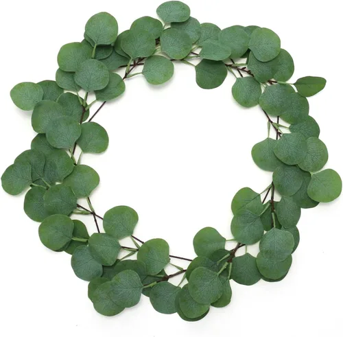 Vista 2 de 20 hojas artificiales de eucalipto, tallos de eucalipto falsos, decoración de hojas verdes, hojas artificiales para decoración, arreglo floral
