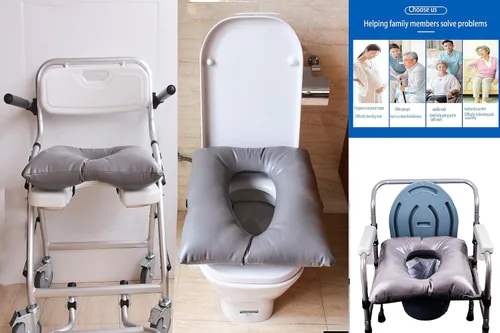 Vista 5 de Cojín de asiento para mesita de noche, 16 x 16 pulgadas, funda de cojín suave impermeable, silla cómoda, cojín de ajuste universal para ancianos