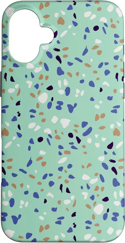 Vista 23 de Fun Vintage Green, Blue, White and Black Terrazzo Case for iPhone 16