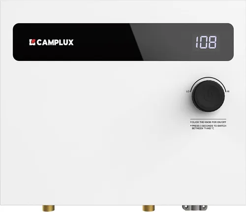 Vista 10 de CAMPLUX Calentador de Agua Eléctrico Sin Tanque de 8kW 240 Voltios, Calentador de Agua Caliente Instantáneo Bajo Demanda con Automodulación