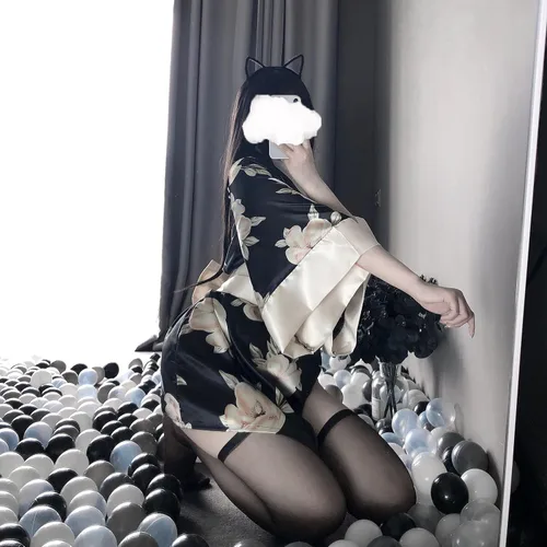 Vista 4 de SINGUYUN Kimono japonés de lencería para mujer, estampado de pijamas, conjunto de lencería sexy