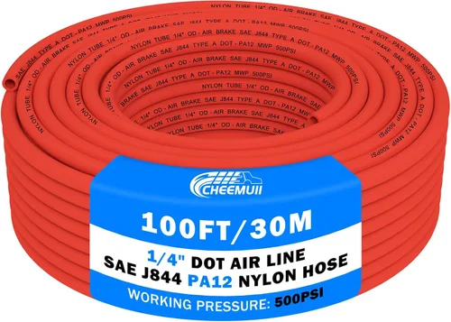 Vista 13 de CheeMuii 30 pies 1/4 línea de aire DOT 1/4" PA12 tubo neumático de nylon 9.1 metros 1/4 pulgada OD tubo de aire neumático tubo de línea de aire