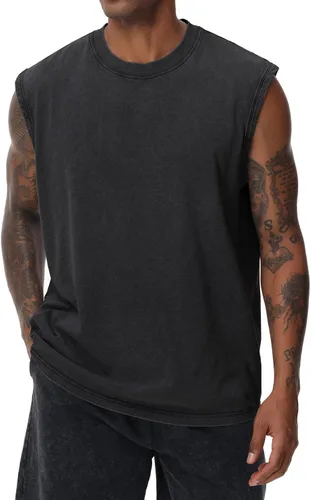 Vista 17 de Camisetas sin mangas de algodón para hombre, corte muscular, gimnasio, correr, playa, ajuste holgado