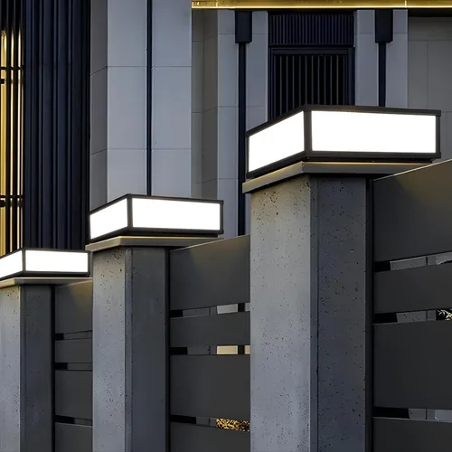 Vista 5 de Luz de poste moderna para exteriores, luz LED de cubierta de valla de alto voltaje, lámpara de columna con cable para superficie plana, patio
