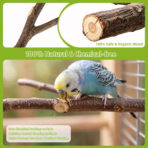 Vista 3 de 3 piezas de madera natural para pájaros ramas bifurcadas para Marrón