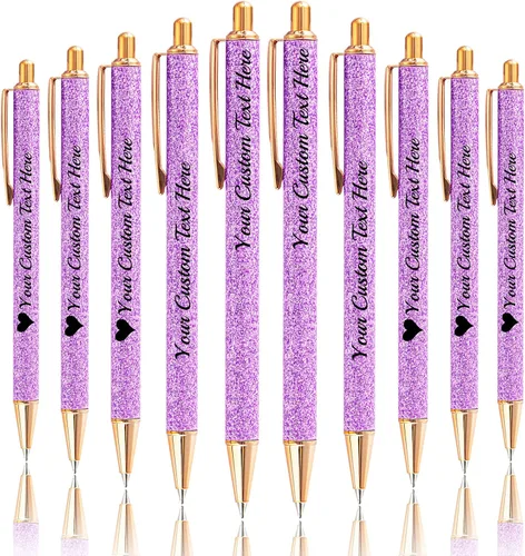 Vista 60 de Bolígrafos de purpurina personalizados con nombre impreso, bolígrafo personalizado con barril de metal, retráctil, bonito y elegante, regalos