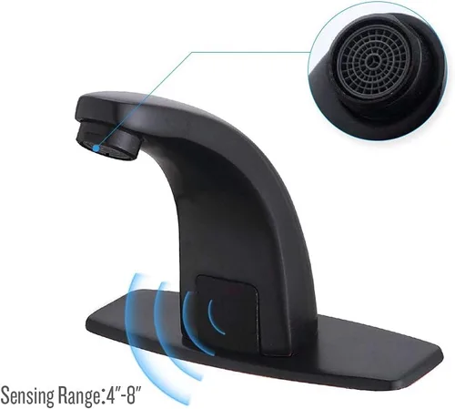 Vista 3 de Grifo de baño automático sin contacto, mezclador de grifo de lavabo activado con sensor de movimiento con cubierta de orificio..