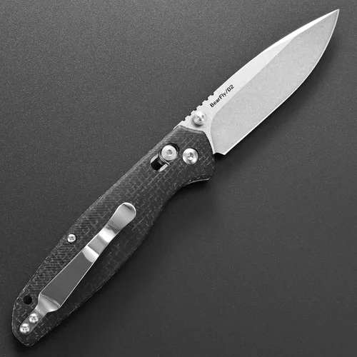 Vista 3 de Eafengrow EF966 Cuchillo plegable D2 Hoja Micarta Mango con Clip de Bolsillo EDC Cuchillo táctico Perillas de pulgar Axis Lock EDC Cuchillo Negro
