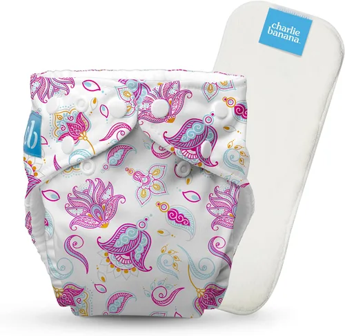 Vista 25 de Charlie Banana Pañales de tela, reutilizables, lavables, ajustables, talla única, para bebés y niños pequeños, con inserto absorbente, aviador