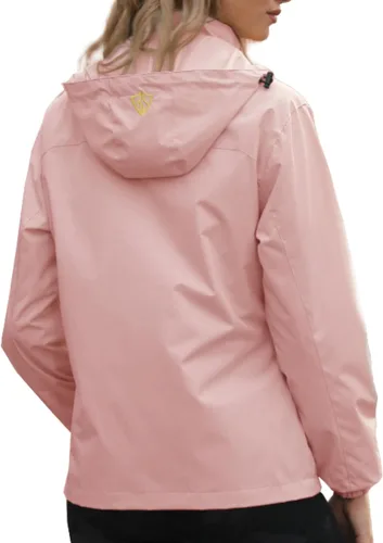 Vista 3 de GIISAM Chaqueta impermeable para mujer, ligera, resistente al viento, con cremallera completa, rompevientos con capucha