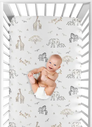 Vista 6 de Sweet Jojo Designs Sábanas bajeras para cuna de bebé (animales de safari jungla) para niños o niñas, guardería infantil, habitación de niños
