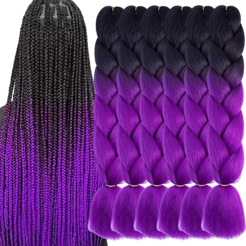 Vista 23 de Beige (613) Cabello trenzado 6 paquetes de extensiones de cabello sintético de 24 pulgadas, extensiones de cabello trenzado Jumbo Ombre trenzado