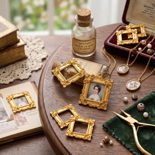 Vista 5 de 10pcs Mini Gold Frames, Resin Baroque Tiny Picture Frames for Craft