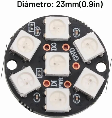 Vista 2 de Anillos LED RGB de 7 bits 7 X WS2812B 5050 Luz de lámpara con controladores integrados direccionables individualmente para Arduino Raspberry Pi
