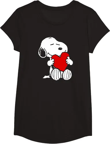 Vista 4 de Peanuts Camiseta de San Valentín Snoopy Hugging Heart, Negro