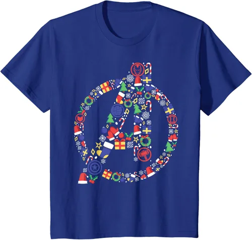 Vista 15 de Marvel Avengers A Logo Symbol Holiday Christmas Icons Camiseta, Negro