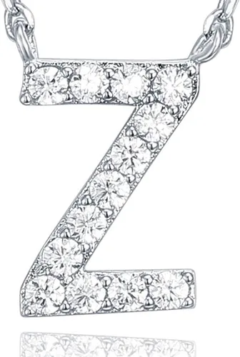 Vista 13 de PAVOI 14K White Gold Plated Cubic Zirconia Initial Necklace Letter Dainty Necklaces for Women