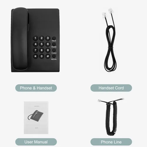 Vista 7 de Lativu Teléfono fijo telefónico, simple teléfono de oficina de negocios, teléfonos fijos con cable para el hogar/oficina/hotel, uso de teléfonos