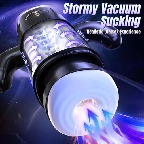 Vista 3 de Cafatop Masturbador masculino juguetes sexuales - Juguetes sexuales eléctricos para hombres con 6 empujones y 3 succiones, succión automática taza