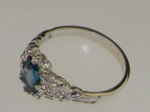 Vista 4 de Anillo de plata de ley 925 real de topacio azul para mujer