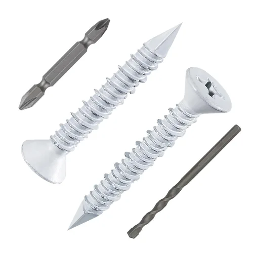 Vista 13 de Wensilon 49 piezas) Kit de ancla de tornillo para hormigón de 1/4" con cabeza plana azul para anclar a mampostería, bloque o ladrillo estuco