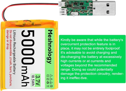 Vista 7 de Batería LiPo de 3.7 V 5000 mAh recargable 1S 955565 Batería de polímero de litio con placa de protección, cinta de goma aislada, enchufe micro JST