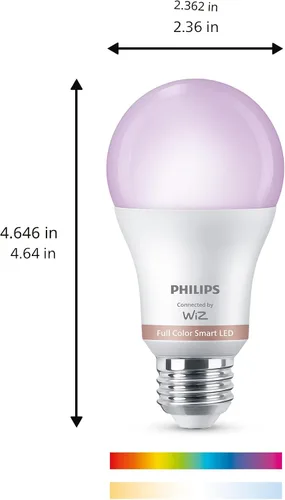Vista 2 de Philips Smart Lighting - Bombillas conectadas, paquete de 2, color A19 60W 800LM E26 luces LED para interiores, bombillas inteligentes con detección