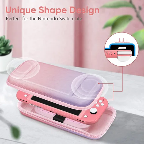 Vista 9 de Fintie Carrying Case for Nintendo Switch Lite 2019, Shockproof Hard Shell Protective Cover Travel Bag w15 Game Card & 2 Micro SD Card Slots for