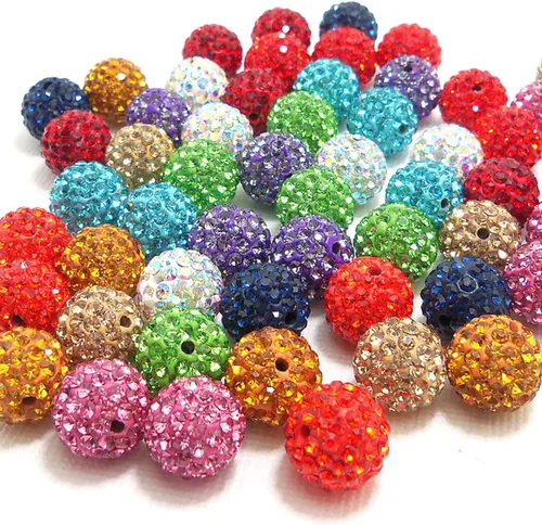 Vista 18 de RUBYCA Pave - Cuentas de arcilla de cristal checo para joyería Shamballa (20 unidades, 0.472 pulgadas, morado claro)