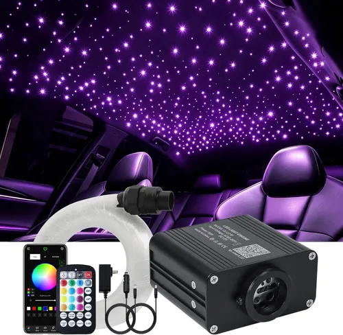 Vista 10 de Twinkle Starlight Headliner Light,16W 400pcs 6.5ft LED Star Kit de luz de fibra óptica de techo APP/Control remoto para coche/hogar/fiesta