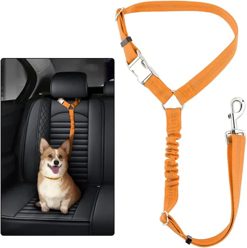 Vista 8 de Plutus Pet Cinturón de seguridad para perro para reposacabezas de automóvil, retención reflectante y ajustable con elástico para mayor seguridad