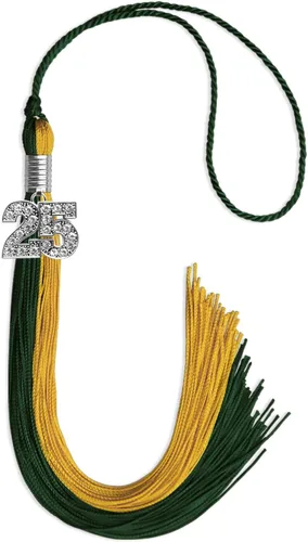Vista 36 de Endea Graduation Borla de doble color con dije de plata brillante (negro/oro antiguo, 2025)
