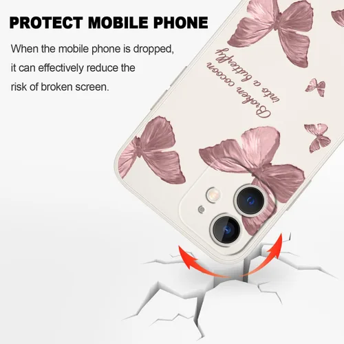 Vista 5 de LEECG Funda para iPhone 12 Mini, diseño creativo con estampado floral de mariposa de astronauta, funda antiarañazos de microfibra suave, funda