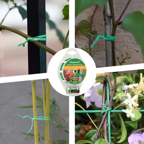 Vista 3 de Twist Ties - Lazos de jardín recubiertos de polietileno de 328 pies con cortador para jardinería, tomates, enredaderas y organización de cables