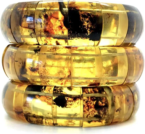 Vista 6 de Pulsera única de ámbar báltico natural mixto, talla L