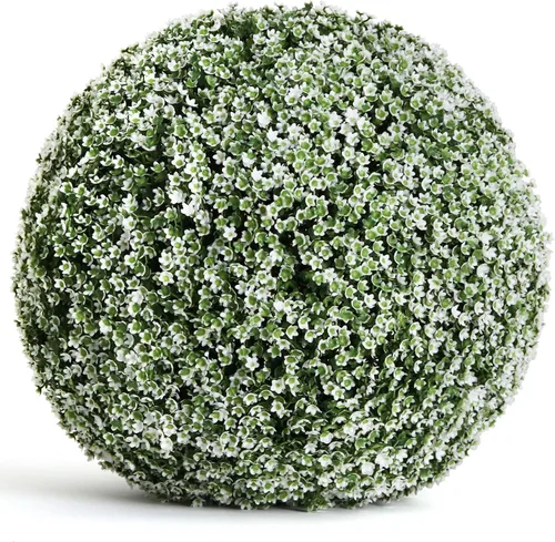 Vista 37 de 3rd Street Inn Bola topiaria XL Baby's Breath - Juego de plantas artificiales - Decoración de fiesta de boda para interiores y exteriores - Esfera