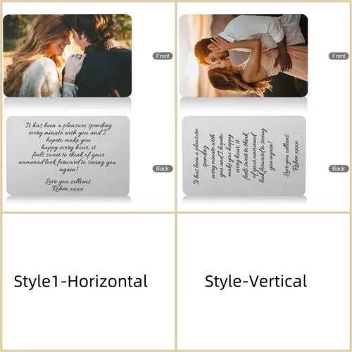 Vista 6 de Custom Engraved Wallet Card – Personalized Metal Wallet Insert Gift for Him, Dad, Husband/Laser engraved or Printed with Text or Photos