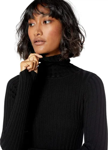 Vista 3 de The Drop Amy - Suéter acanalado de cuello alto ajustado para mujer