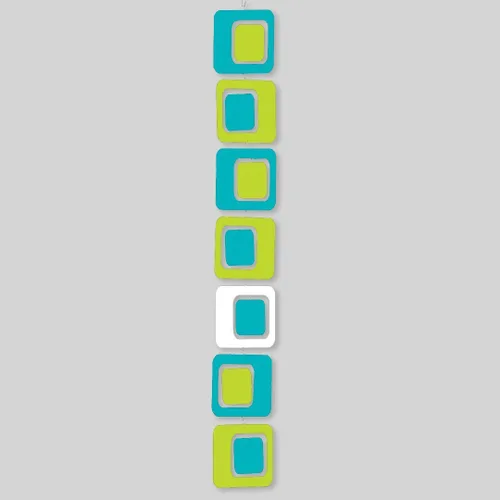 Vista 2 de Coolsville in Hip Aqua and Lime - Hanging Modern Art Mobile - Groovy Kinetic Fun! 3 Sizes to Choose From
