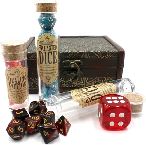 Vista 4 de D&D - Juego de dados poliédricos con caja de almacenamiento para juegos de rol