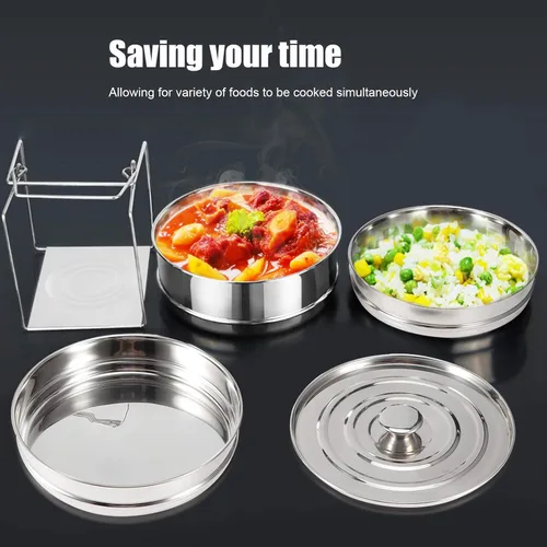 Vista 2 de Alvinlite Sartenes apilables de acero inoxidable, accesorios para ollas a presión con eslinga para hornear olla instantánea, sartén para lasaña