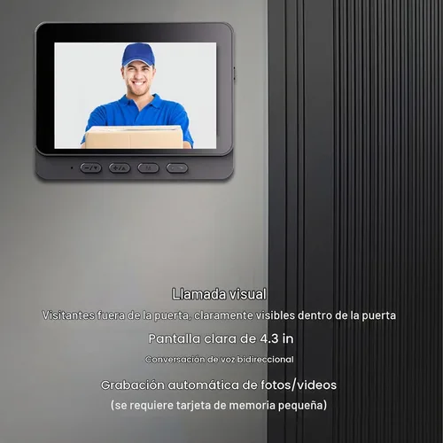 Vista 2 de Cámara de timbre, 8MP 1080P 170° Cámara de seguridad gran angular con micrófono videollamada, 2 vías de conversación nocturna timbre de video