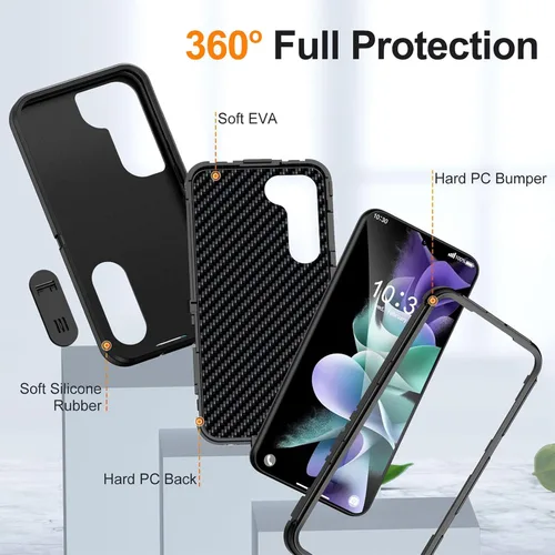 Vista 3 de Funda para Galaxy S23 Plus con soporte integrado, a prueba de golpes, polvo y caídas, 3 capas, grado militar, funda protectora para Samsung Galaxy